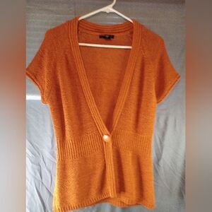 Women's August Silk Burnt Orange Textured Cardigan Sweater